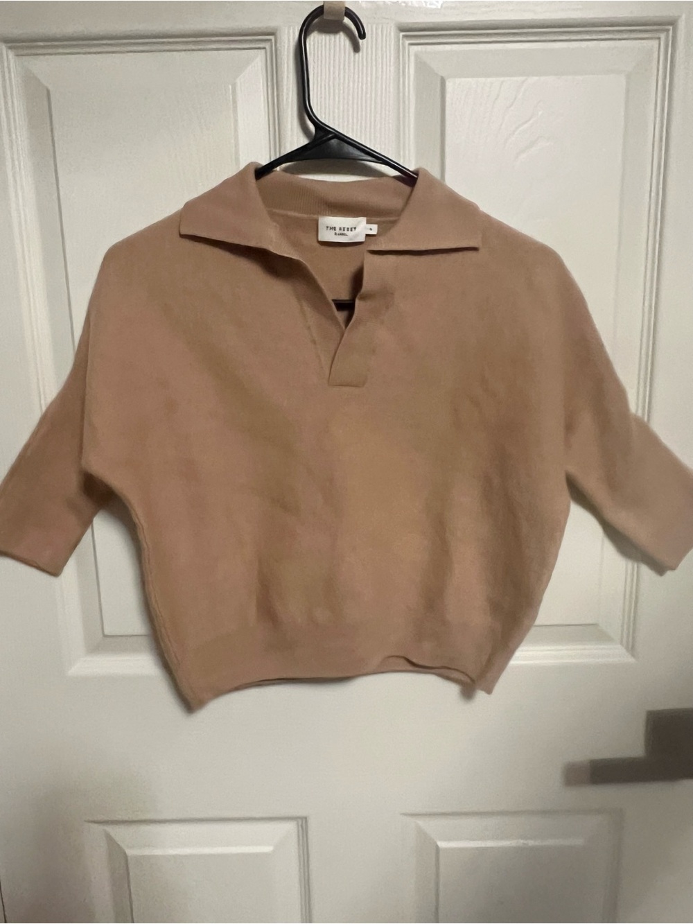 The Reset R Label Tan Collared V Neck Sweater Size Small